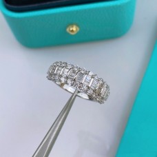 Pierścionek Tiffany Sterling Silver Women z białego złota z trzema rzędami diamentów