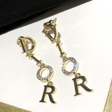 Wisiorki z logo Christian Dior z diamentami, damskie, pozłacane, długie, frędzlowe kolczyki