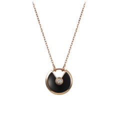 Naszyjnik Amulette De Cartier z różowego złota z diamentami i onyksem