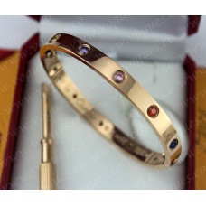 Bransoletka Cartier Love z różowego złota z kolorowymi diamentami