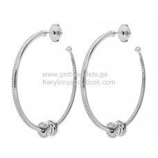Kolczyki Bvlgari B.zero1 Hoop z białego złota z diamentową podróbką Kolczyki Bvlgari B.zero1 Hoop z białego złota z diamentową podróbką