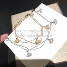 Bransoletka Bvlgari Divas Dream Double Chain z 4 motywami i pełnymi diamentami, różowe złoto i białe złoto Bransoletka Bvlgari Divas Dream Double Chain z 4 motywami i pełnymi diamentami, różowe złoto i białe złoto