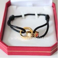 Bransoletka Cartier Double Ring Love z żółtego złota i czarnej liny