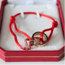 Bransoletka Cartier Double Ring Love z różowego złota i czerwonej liny