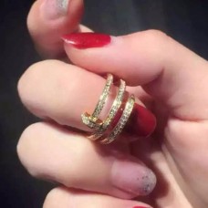Cartier Juste Un Clou Żółte złoto, podwójny pierścionek z diamentami i pełnym wzorem