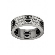 Pierścionek Cartier Love z 18-karatowego białego złota z czarną ceramiką i diamentami