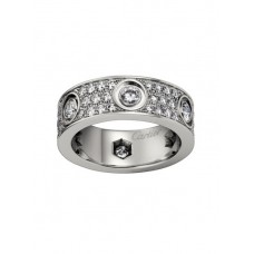Pierścionek Cartier Love z 18-karatowego białego złota z diamentami i 6 dużymi diamentami