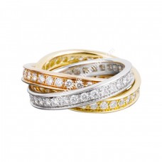 Pierścionek Cartier Trinity z białego złota/żółtego złota/różowego złota z diamentami