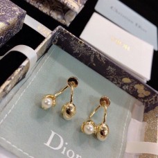 Christian Dior Edycja Limitowana CD Białe Perły Wisiorki Kolczyki Pozłacane Żółtym Złotem Damskie Kolczyki Wiszące
