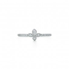 Pierścionek Tiffany Fleur de Lis Petaloid Charm z diamentami dla kobiet, srebro/żółte złoto/różowe złoto
