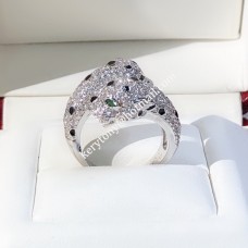 Podwójny pierścionek Panthere de Cartier z białego złota z diamentami