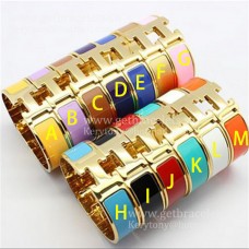 Bransoletka Hermes Clic Clac HH Enamel Multi-Corlored w żółtym złocie MM 18MM Hurtowa