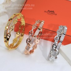 Bransoletka Hermes Collier de Chien Double Layer z białego złota/różowego złota/żółtego złota