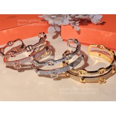 Bransoletka Hermes Collier de Chien Double Layer z białego złota, różowego złota i żółtego złota, luksusowa