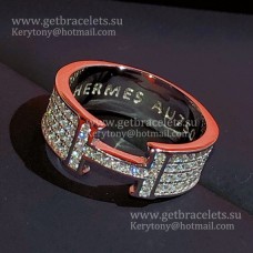 Pierścionek Hermes H LOGO z białego złota z diamentami Pave, najnowsza biżuteria damska