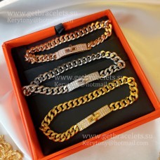 Bransoletka Hermes Kelly Boucle Chaine w kolorze różowego złota z diamentami Pave Lady UK