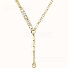 Naszyjnik Hermes Kelly Chaine Lariat z diamentami w kolorze różowego złota/srebra