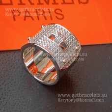 Pierścionek Hermes Kelly Large z diamentami w kolorze srebrnym, sklep w Wielkiej Brytanii