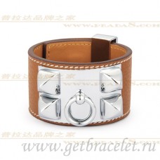 Bransoletka Hermes Collier de Chien w kolorze kasztanowym ze srebrem