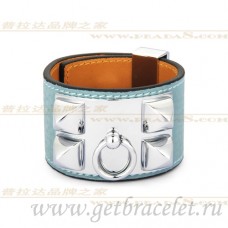 Bransoletka Hermes Collier de Chien w kolorze niebieskim ze srebrem