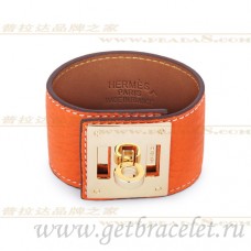 Bransoletka Hermes Kelly Dog Pomarańczowa ze Złotem