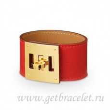 Bransoletka Hermes Kelly Dog w kolorze czerwonym ze złotem