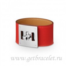 Bransoletka Hermes Kelly Dog w kolorze czerwonym ze srebrem