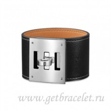 Bransoletka Hermes Kelly Dog w kolorze czarnym ze srebrem