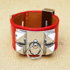 Bransoletka Hermes Collier de Chien w kolorze czerwonym i srebrnym