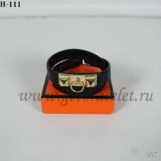 Bransoletka Hermes Rivale Double Wrap w kolorze czarno-złotym