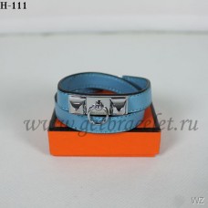 Bransoletka Hermes Rivale Double Wrap w kolorze niebiesko-srebrnym