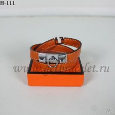Bransoletka Hermes Rivale Double Wrap w kolorze pomarańczowym i srebrnym