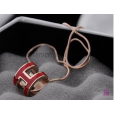 Naszyjnik z logo Hermes 3D Pop “H” Snake Bone Red w kolorze różowego złota
