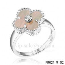 Pierścionek Van Cleef Alhambra z białego złota z szarą masą perłową