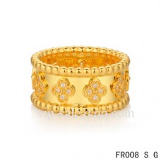 Pierścionek Van Cleef Arpels Clover w kolorze żółtym z okrągłymi diamentami