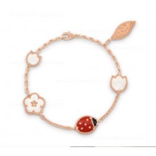 Bransoletka Van Cleef Arpels Lucky Long z różowego złota, karneolu i masy perłowej, onyksu, 5 motywów