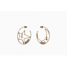 Asymetryczna zawieszka Dior JAdior Star-Moon z motywem logo w kolorze postarzanego mosiądzu dla kobiet