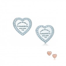Kolczyki Tiffany w kształcie serca ze srebra próby 925 z diamentami dla kobiet