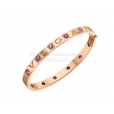 BVLGARI Bransoletka BVLGARI Bangle z różowego złota z 6 ametystami i 6 różowymi turmalinami