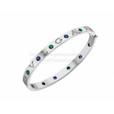BVLGARI Bransoletka BVLGARI Bangle z białego złota z 6 niebieskimi szafirami i 6 tsavorytami BVLGARI Bransoletka BVLGARI Bangle z białego złota z 6 niebieskimi szafirami i 6 tsavorytami
