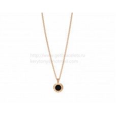 BVLGARI Wisiorek BVLGARI z łańcuszkiem z różowego złota z masą perłową i diamentami onyksowymi