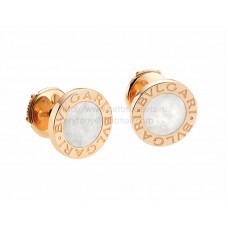 BVLGARI Małe kolczyki z różowego złota z masą perłową