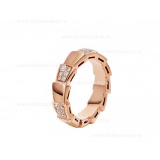 Pierścionek BVLGARI Medium Serpenti Viper Band ze złota różowego 18k z półsztywnymi diamentami
