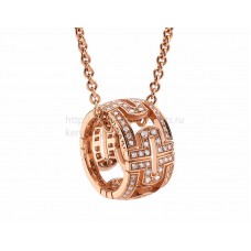 BVLGARI Parentesi Okrągły wisiorek z różowego złota z diamentami