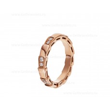 Pierścionek BVLGARI Small Serpenti Viper Band ze złota różowego 18k z półsztywnymi diamentami