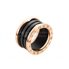 Pierścionek Bvlgari B.zero1 z 4 paskami z różowego złota z czarną ceramiką