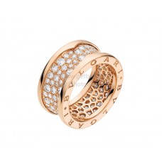 Pierścionek Bvlgari B.zero1 z 4 paskami, różowe złoto, wysadzany diamentami