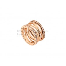 Pierścionek Bvlgari B.zero1 Legend 4-Band z różowego złota z diamentami Pave