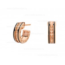 Kolczyki Bvlgari B.zero1 Rock z wisiorkiem z 18-karatowego różowego złota z czarnymi, spiralnymi, ceramicznymi wstawkami na krawędziach Kolczyki Bvlgari B.zero1 Rock z wisiorkiem z 18-karatowego różowego złota z czarnymi, spiralnymi, ceramicznymi wstawkami na krawędziach