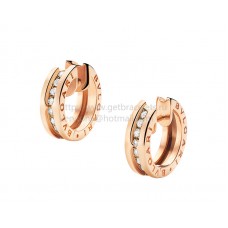 Kolczyki Bvlgari B.zero1 Small Rose Gold z diamentami i wysadzanymi diamentami Kolczyki Bvlgari B.zero1 Small Rose Gold z diamentami i wysadzanymi diamentami